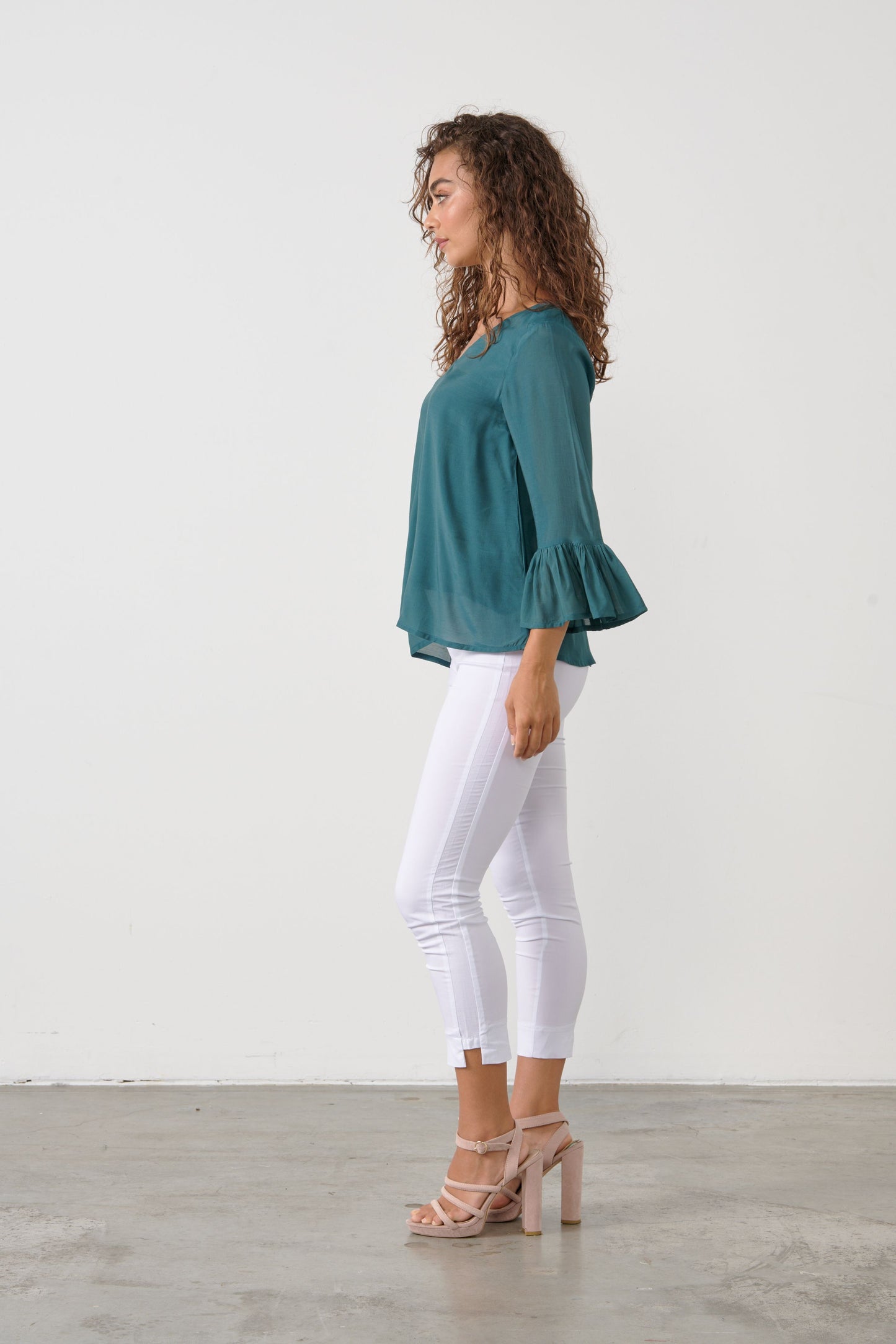 Ruffle Sleeve Blouse - Teal