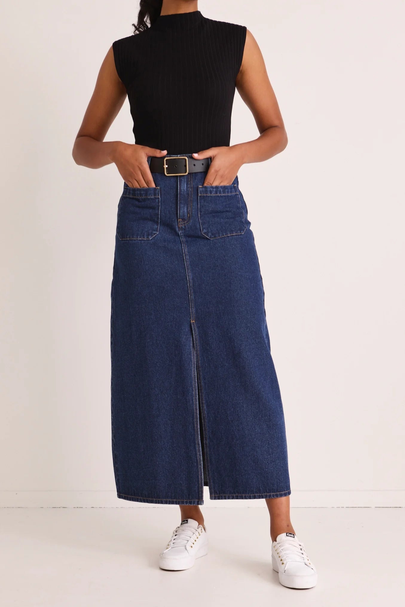 Assume Denim Maxi Skirt - Indigo