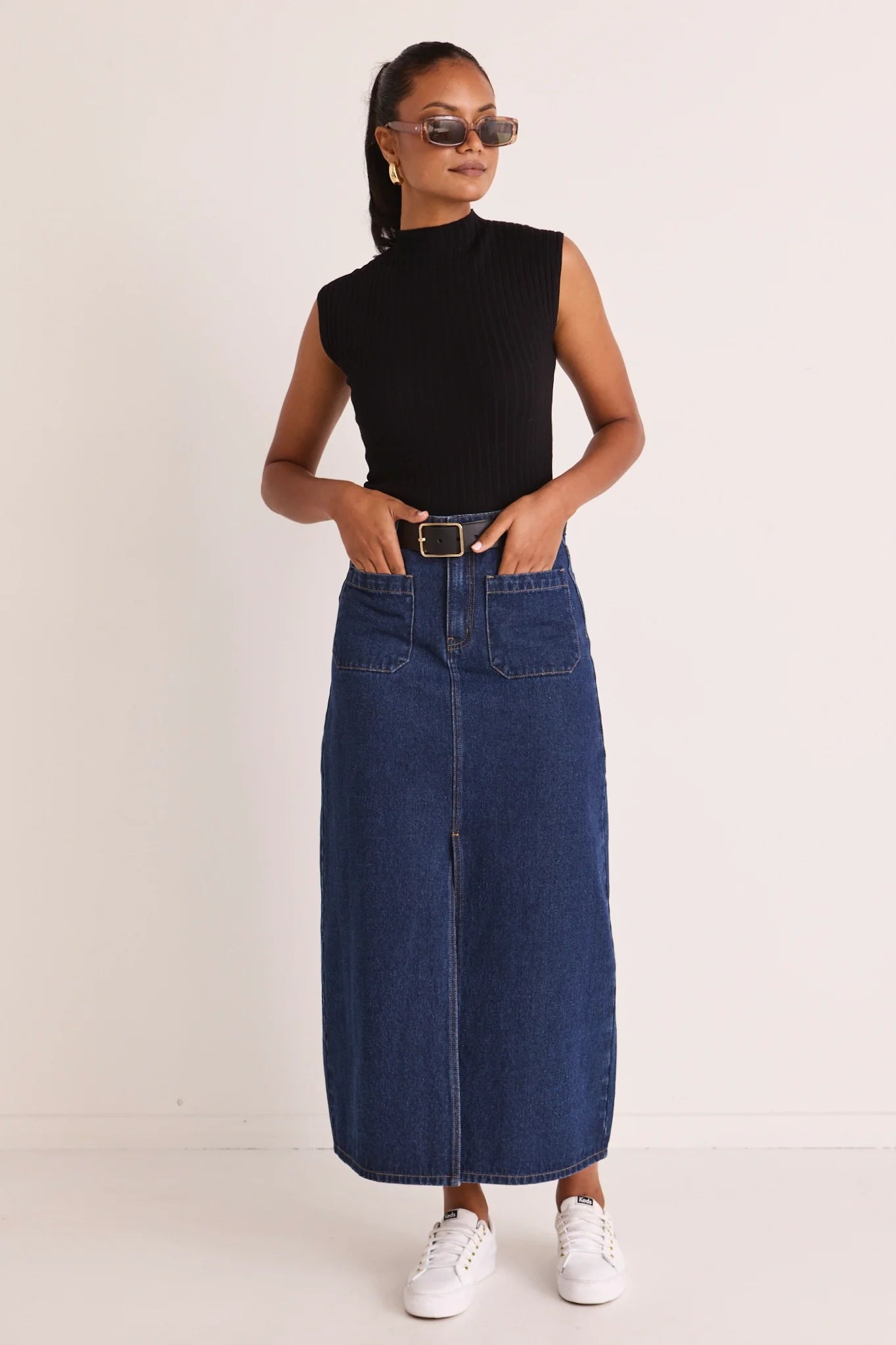 Assume Denim Maxi Skirt - Indigo