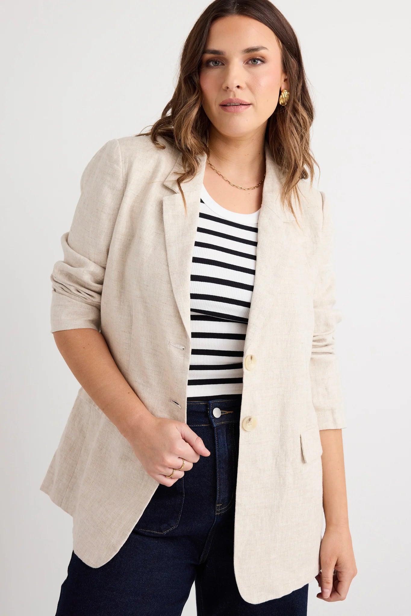 Longline linen blazer best sale