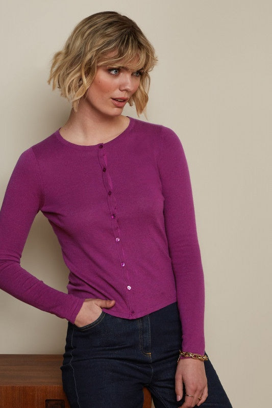 Cardi Round Neck Cocoon - Vivid Purple