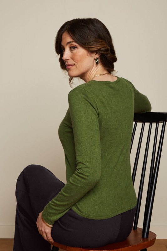 Cardi Round Neck Cocoon - Posey Green