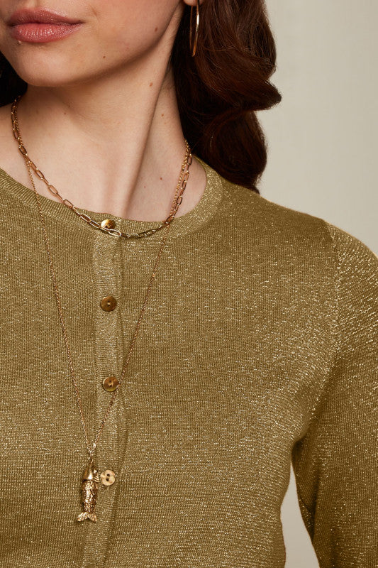 Cardi Round Neck Lapis - Golden Brown