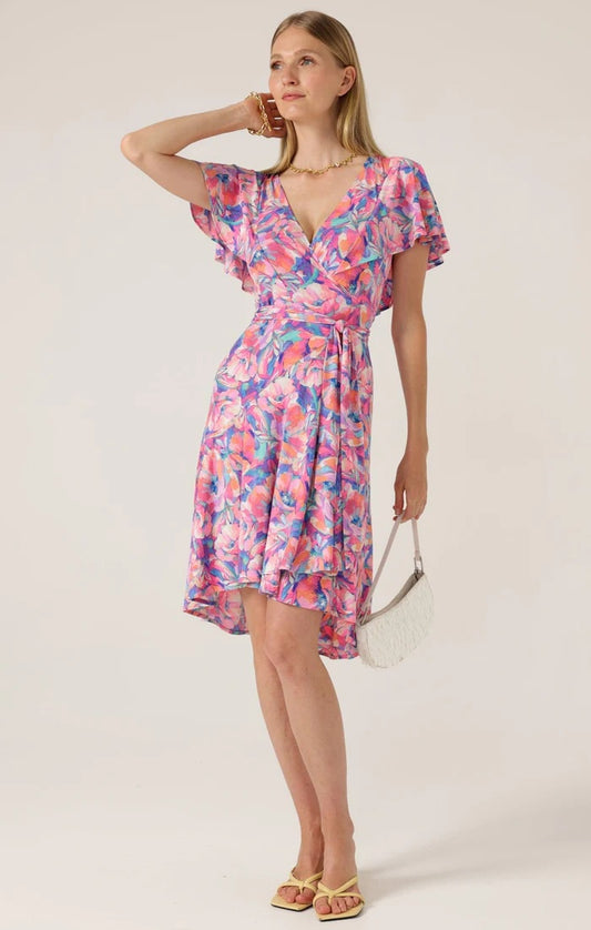 Carraca Lila Wrap Dress - Pink Lilac Floral