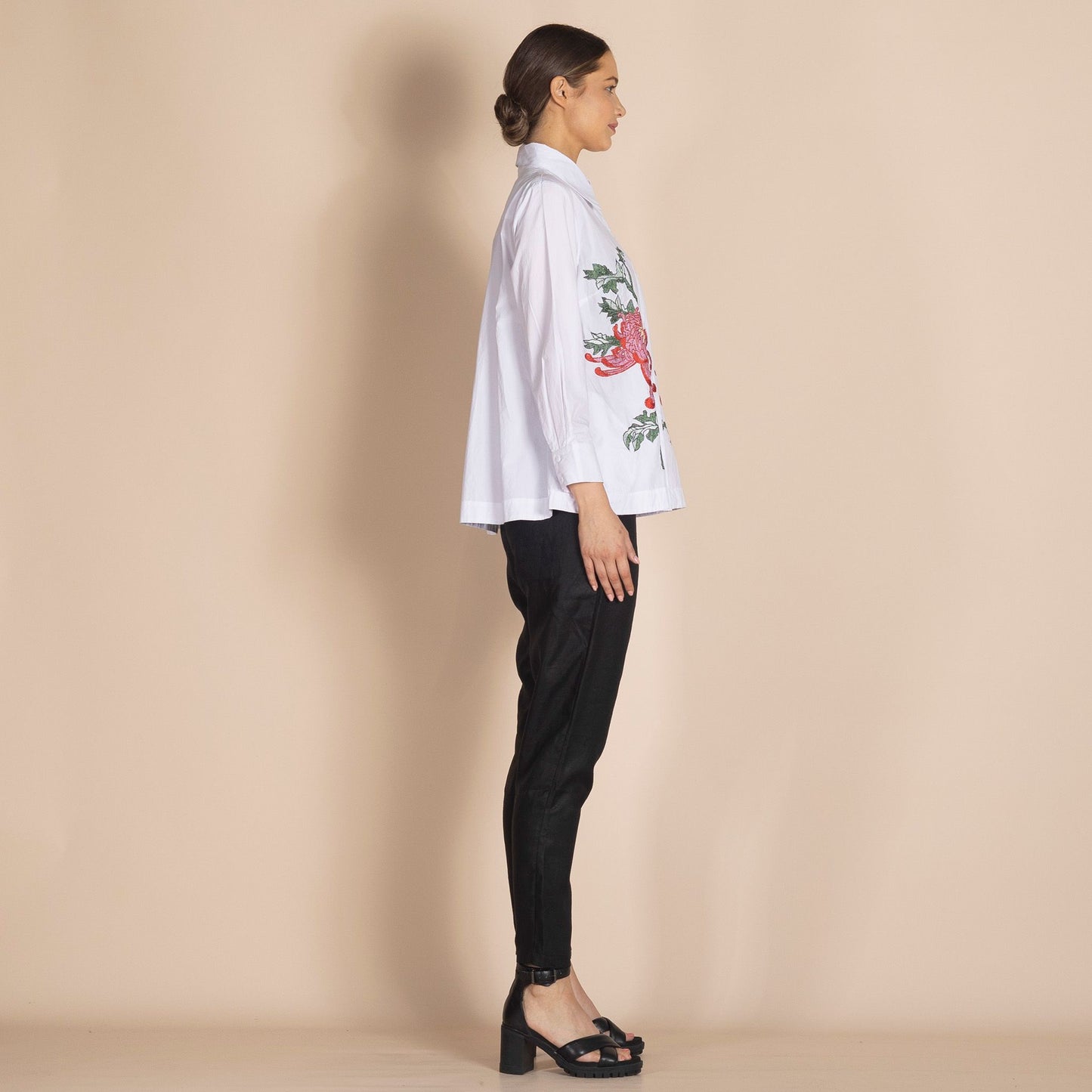 Chrysanthemum Embroidered Trapeze Shirt