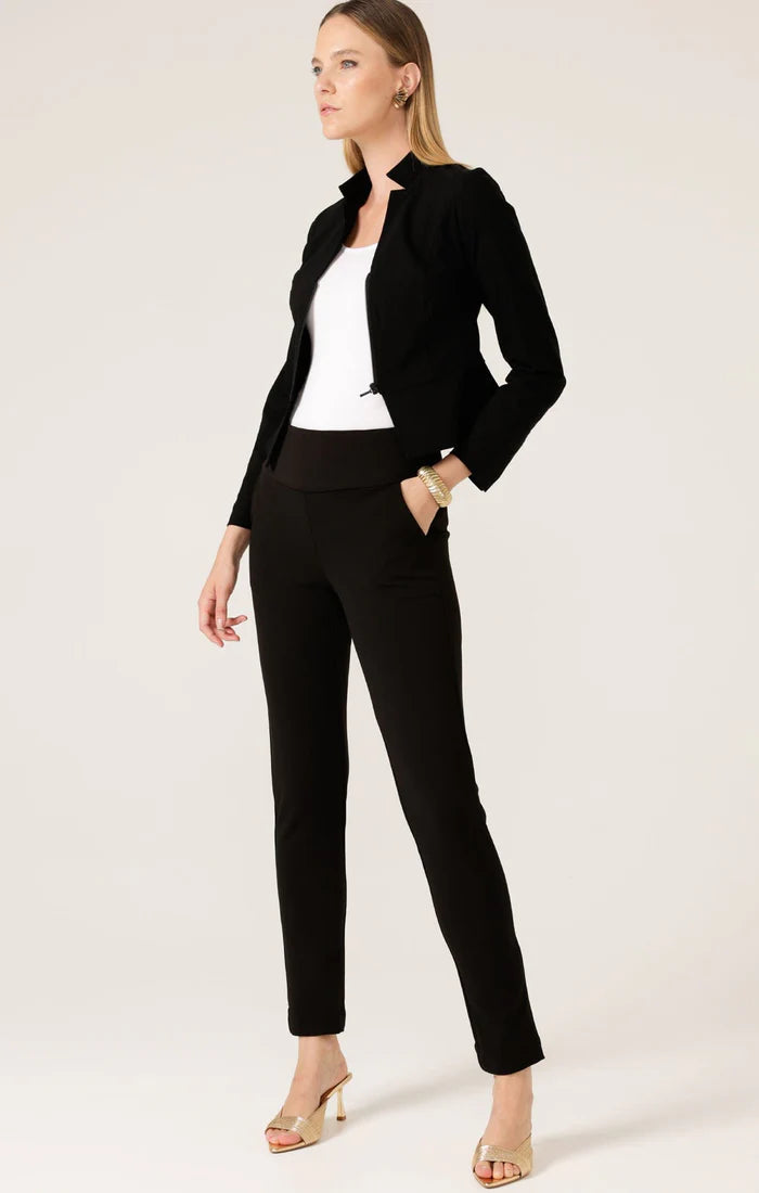 Front Zip Peplum Jacket - Black