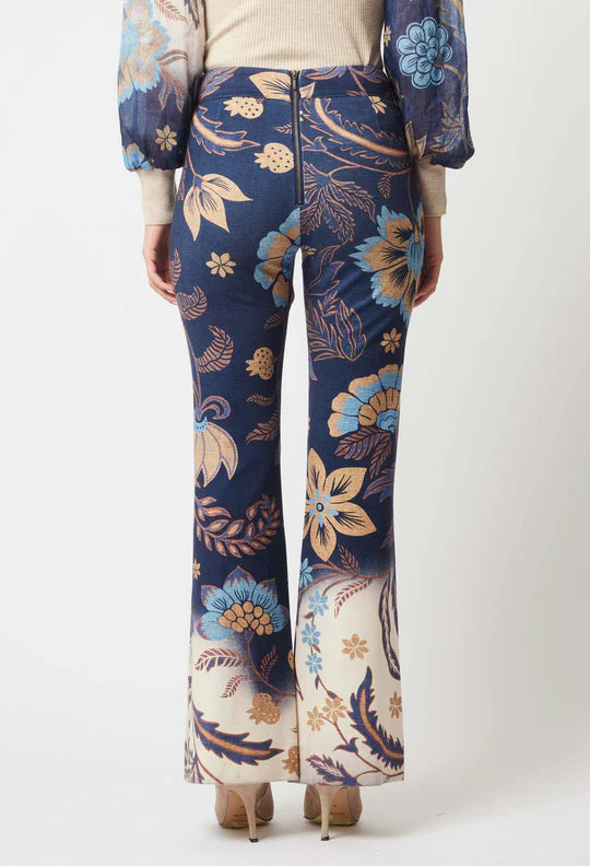 Getty Flared Ponte Pant - Lotus Flower