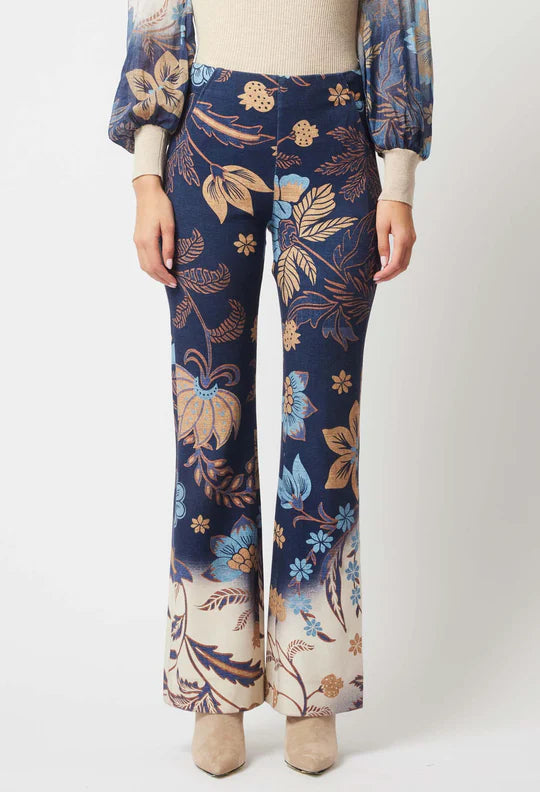 Getty Flared Ponte Pant - Lotus Flower