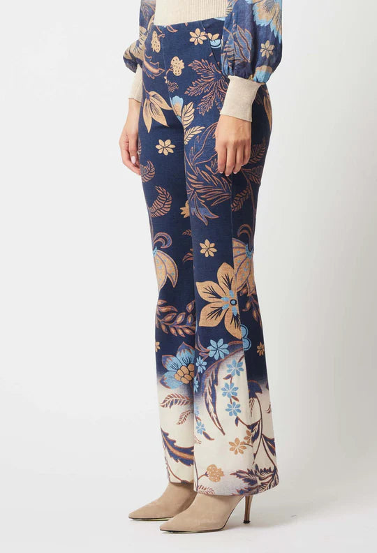 Getty Flared Ponte Pant - Lotus Flower