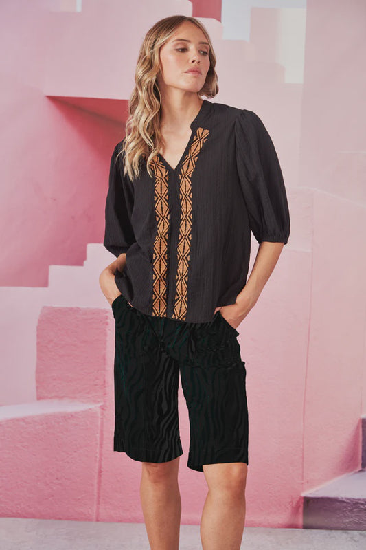 Jasmine Top - Black/Toffee