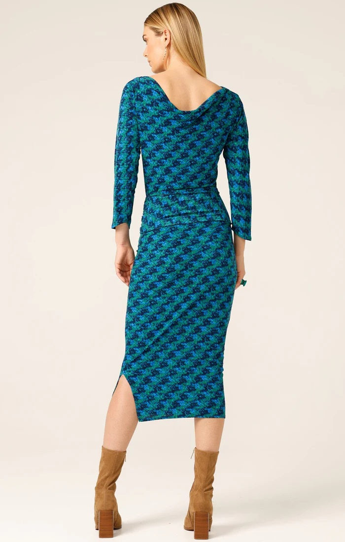 Neptune Cowl Reversible Dress - Blue/Green