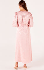 Versailles Wrap Dress - Pink Jacquard