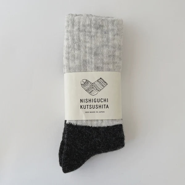 Oslo Mohair Wool Pile Socks - Light Grey