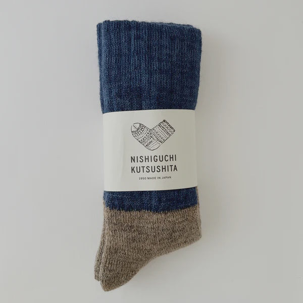 Oslo Mohair Wool Pile Socks - Navy