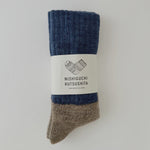 Oslo Mohair Wool Pile Socks - Navy