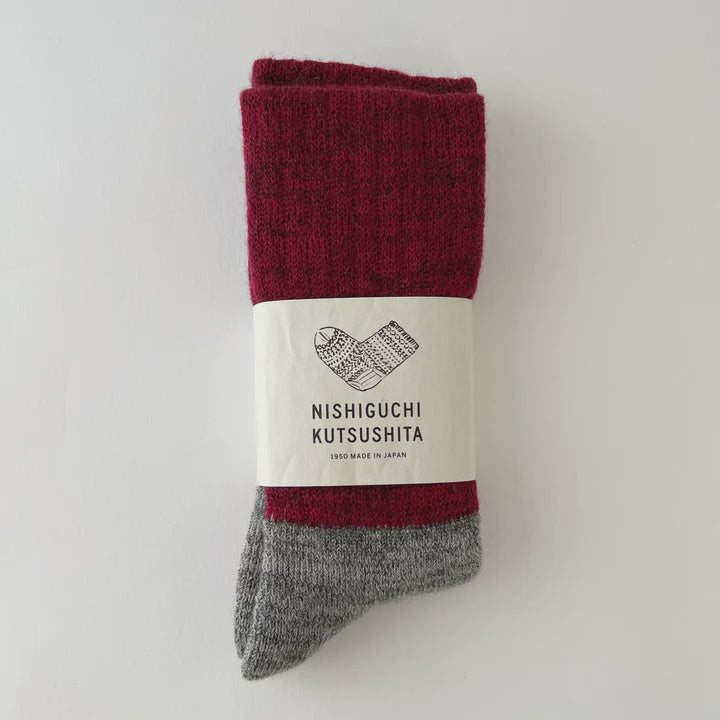 Oslo Mohair Wool Pile Socks - Bordeaux