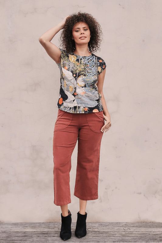 Peggy Brushed Cotton Pants - Terracotta