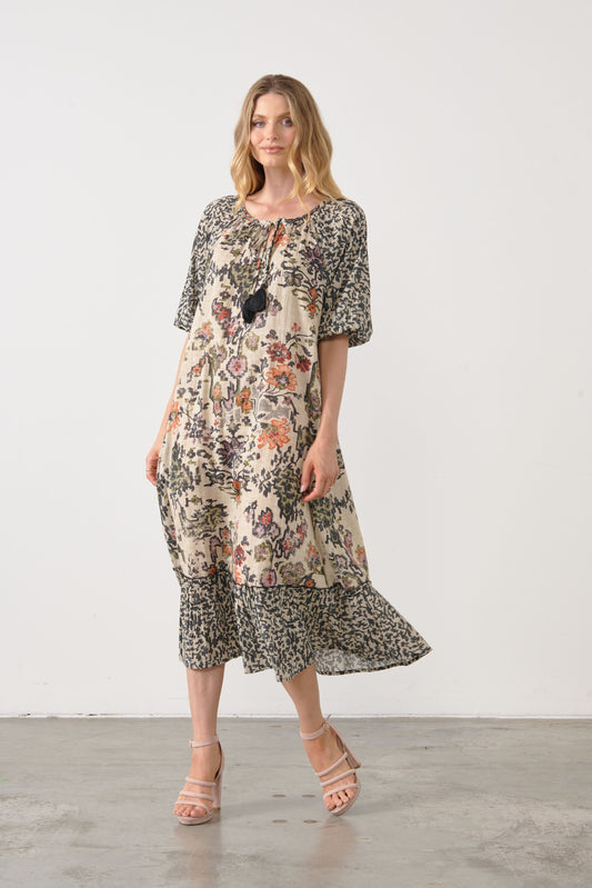 Raglan Sleeve Dress - Printed