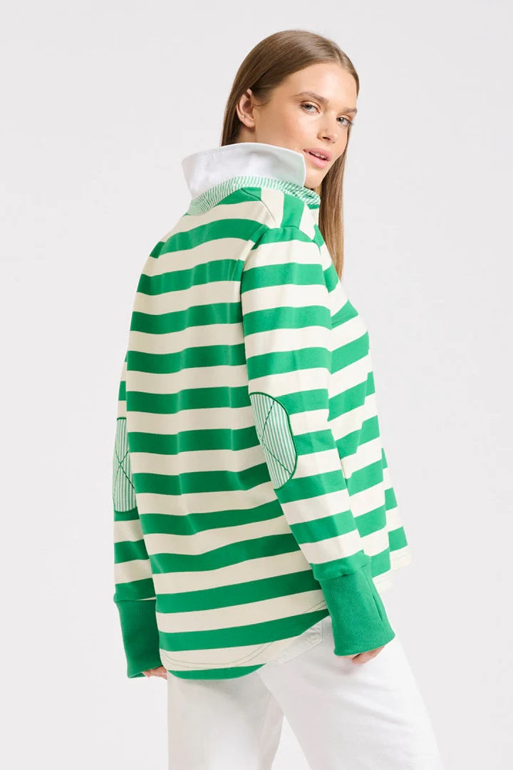 Rugby Cotton Sweatshirt - Green Stripe