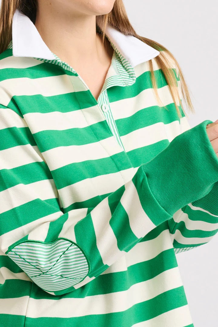 Rugby Cotton Sweatshirt - Green Stripe