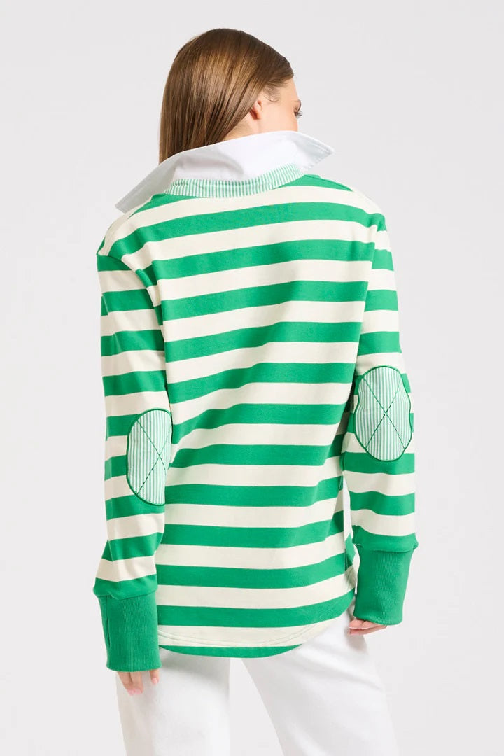 Rugby Cotton Sweatshirt - Green Stripe