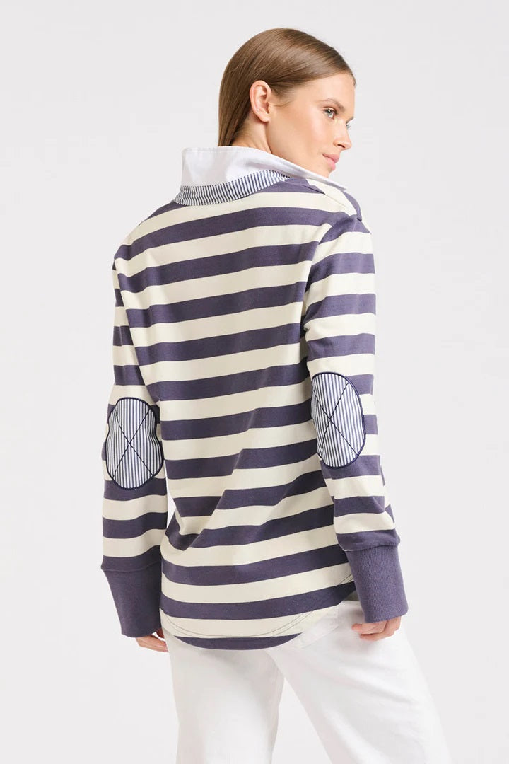 Rugby Cotton Sweatshirt - Navy Stripe