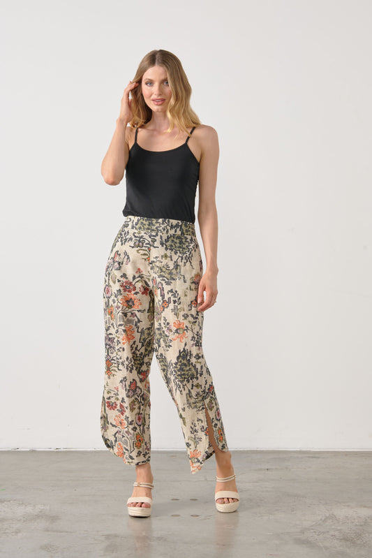 Scoop Hem Split Pant - Printed