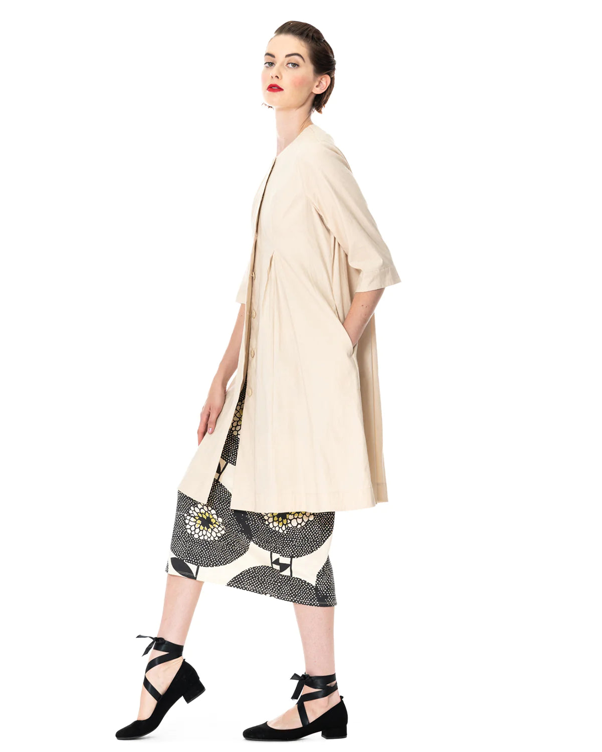 Stretch Linen Giselle Coat - Stone