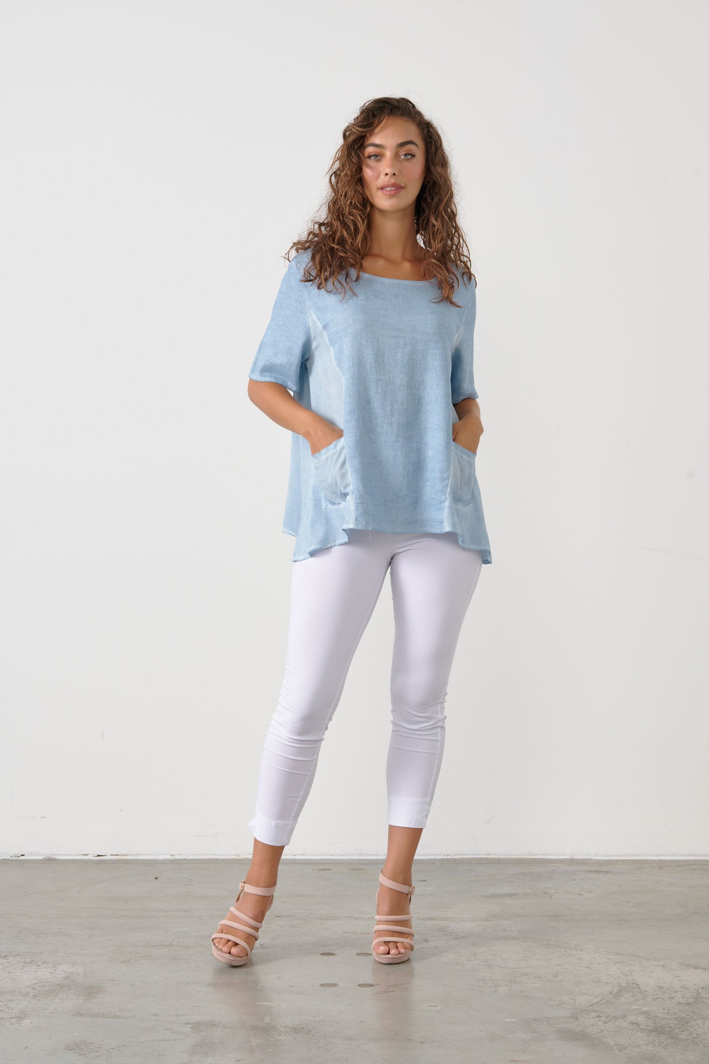 Swing Top with Pockets - Pale Blue