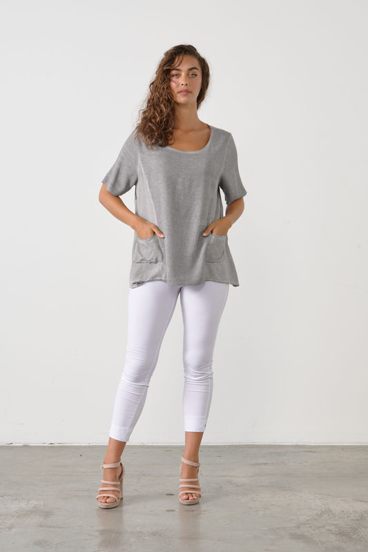 Swing Top with Pockets - Grey