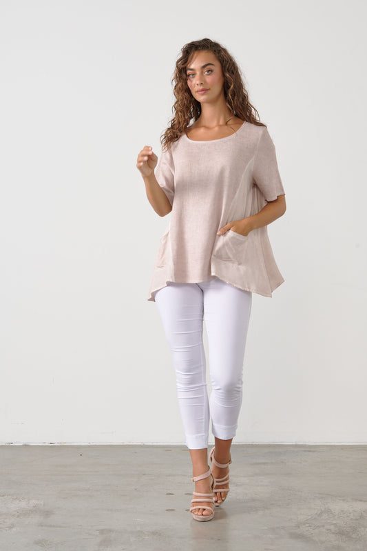 Swing Top with Pockets - Pale Pink