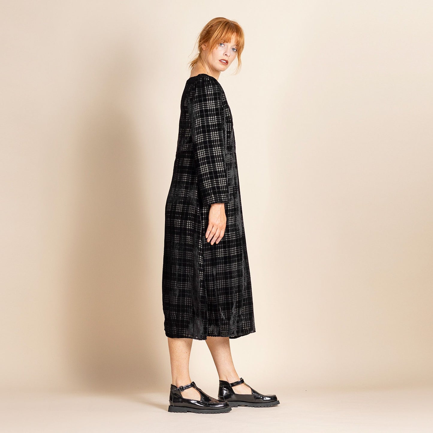 Tartan Giselle Dress - Black/Ivory