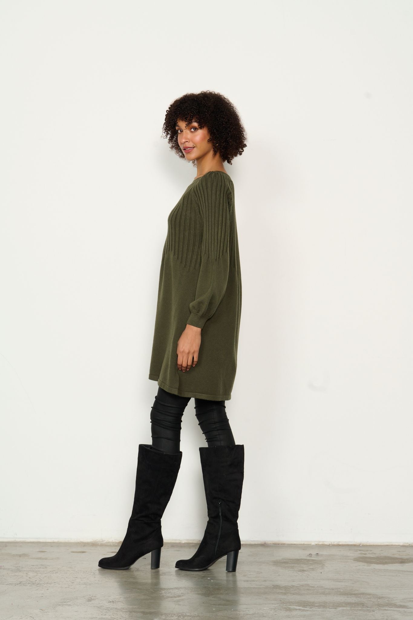 Tunic Half Rib Knit - Olive