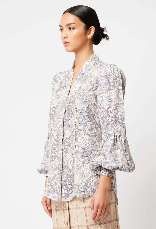 Vega Silk Cotton Insert Shirt - Astral Print