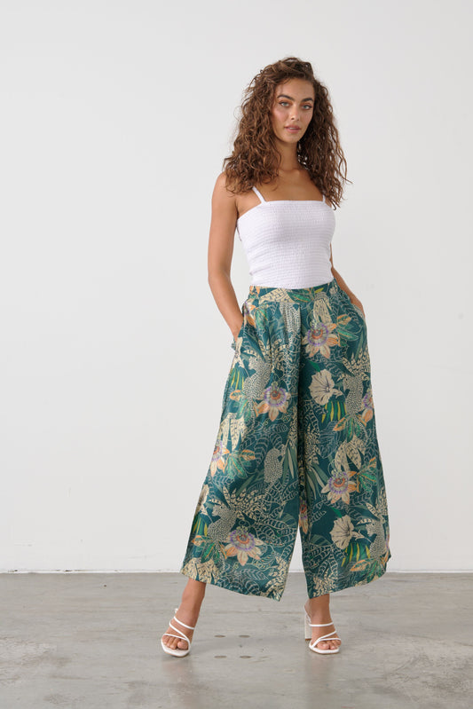 Wide Leg Pant - Jungle Print