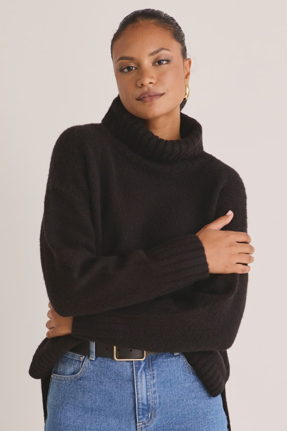 Zealous Roll Neck Jumper - Black