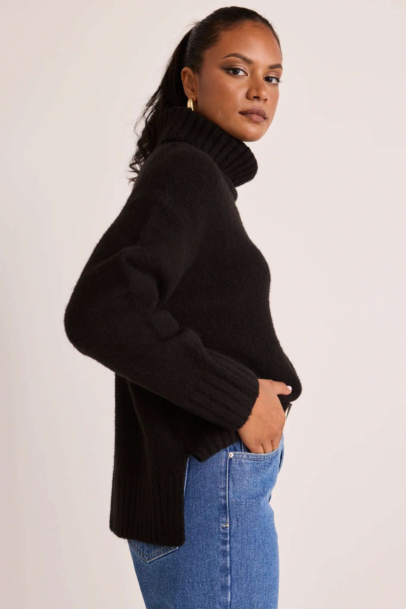 Zealous Roll Neck Jumper - Black