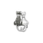 SS Marcasite 2 Cats Brooch