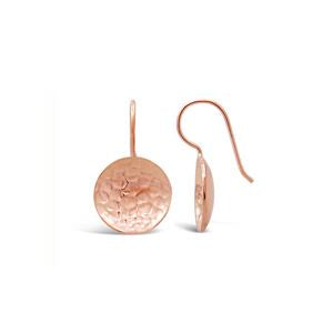 Rose Gold Beaten Circle Concave Earrings