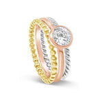 925 SS Yellow Gold and Rose Gold Stacker Ring - Sz 8