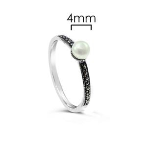 925 SS Marcasite Pearl Ring