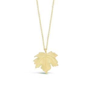 925 SS Brushed Matte Gold Leaf Necklace