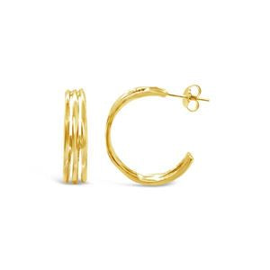 925 SS Yellow Gold Stud Hoops