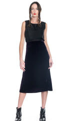 Velvet A-Line Skirt - Black