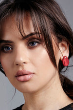 Tagua Stud Earrings - Red