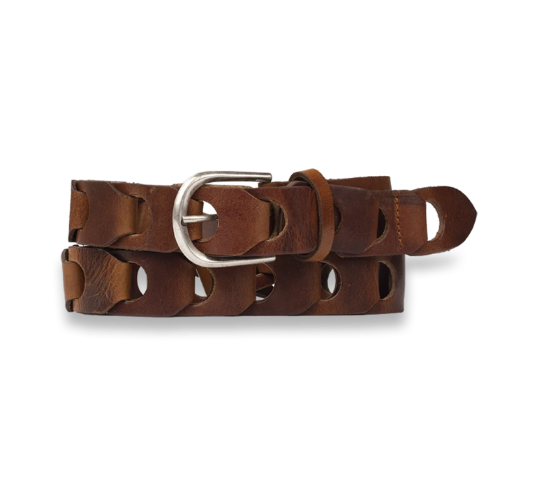 Leather Links Belt - Cognac