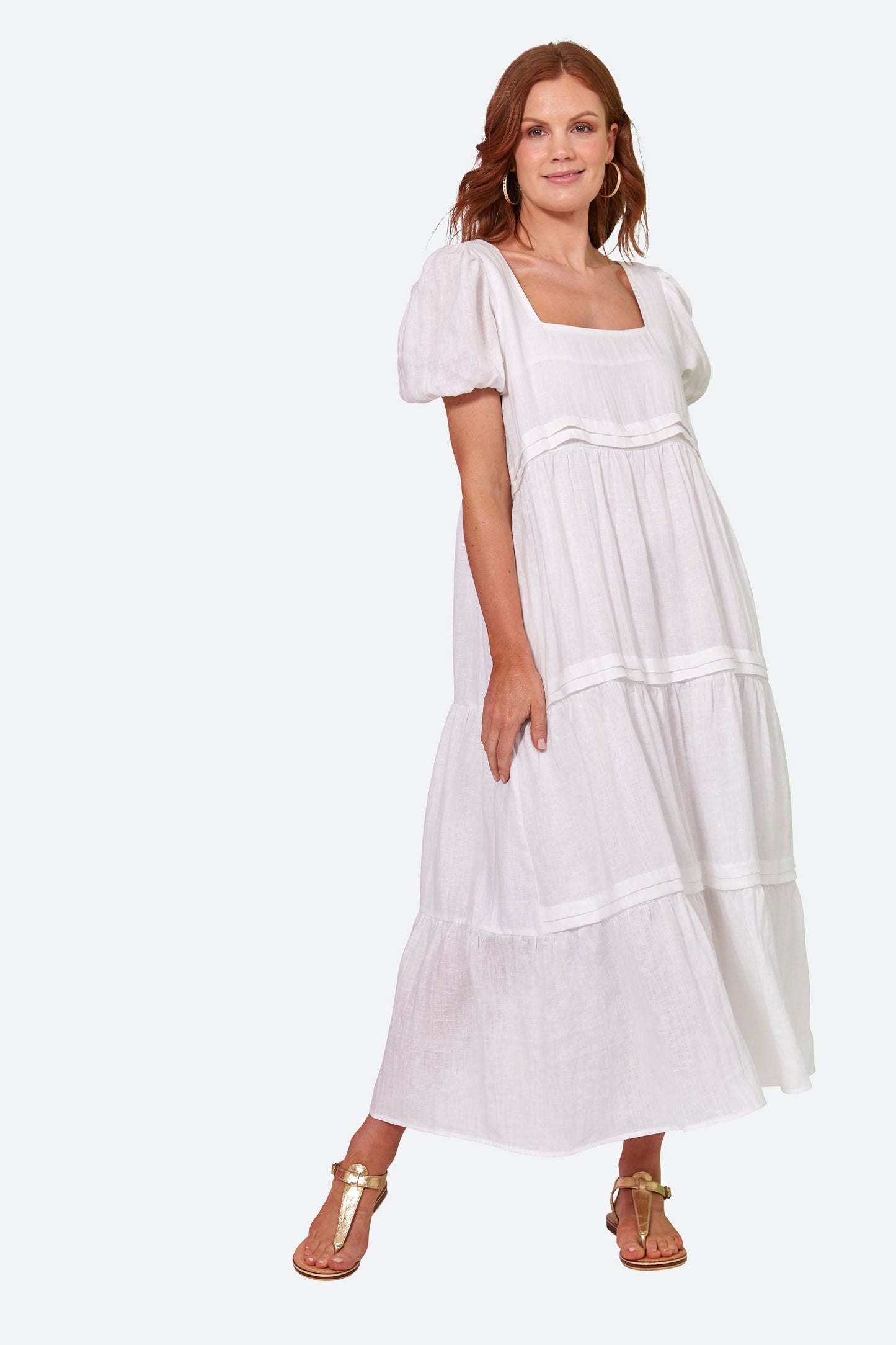 La Vie Pintuck Maxi Dress - Blanc