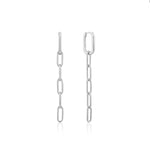 Cable Link Drop Chain Earrings - Silver