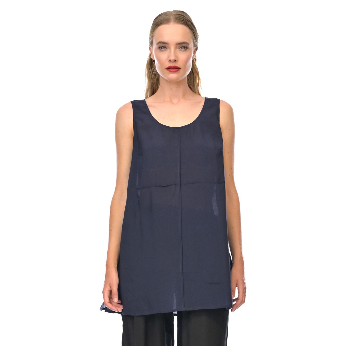 Bamboo Grid Tunic - Navy