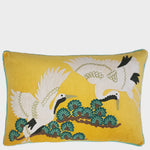 Japanese Crane Lumbar Cushion - Yellow
